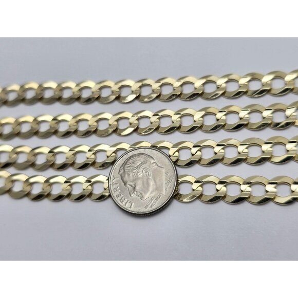 Unique 10K Karat Solid Yellow Gold Flat Curb Link Chain Necklace - 22.50" Length - Picture 14 of 15